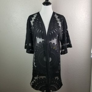 Women's black lace cover-up
